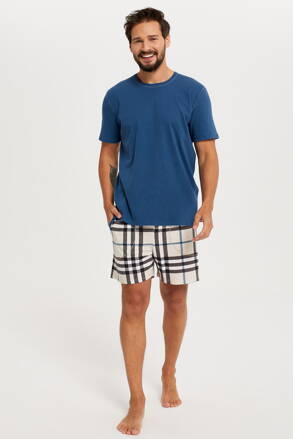 Pánske bavlnené pyžamo krátke Italian Fashion Gilbert morsky modré