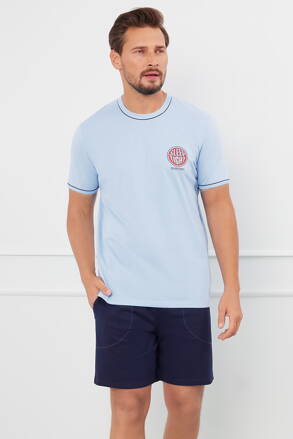 Pánske bavlnené pyžamo krátke Italian Fashion Greg nebesky modré