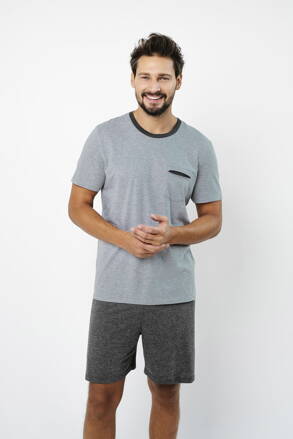 Pánske bavlnené pyžamo krátke Italian Fashion Stefano šedé