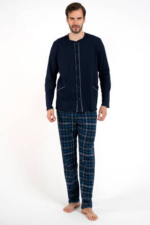 Pánske bavlnené pyžamo na gombíky Italian Fashion Jakub tmavomodré