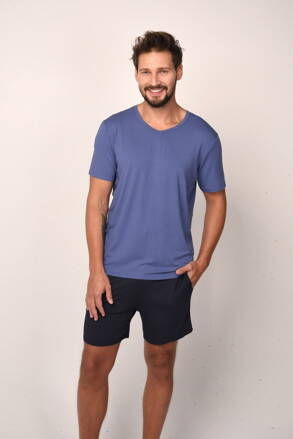 Pánske viskózové pyžamo krátke Italian Fashion Dallas nebesky modré