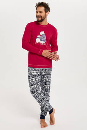 Vianočné pánske bavlnené pyžamo Italian Fashion Arctica červené