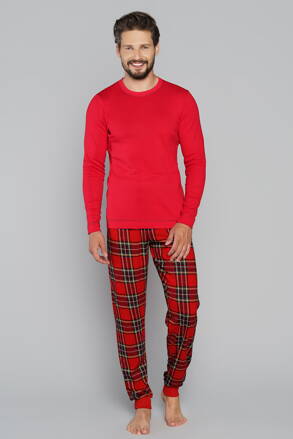 Vianočné pánske pyžamo Italian Fashion Narwik mega soft červené