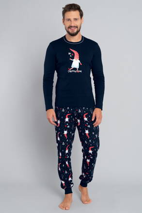Vianočné pánske pyžamo Italian Fashion Skrat mega soft tmavomodré