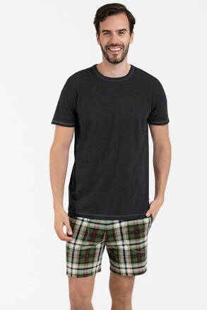 Vianočné pánske pyžamo krátke Italian Fashion Seward BIS mega soft grafitové