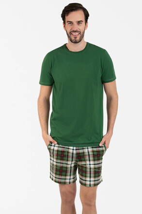 Vianočné pánske pyžamo krátke Italian Fashion Seward BIS mega soft zelené