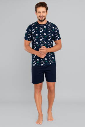 Pánske pyžamo krátke Italian Fashion Sid mega soft tmavomodré