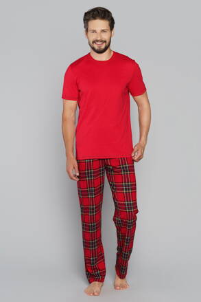 Pánske pyžamo krátky rukáv Italian Fashion Narwik mega soft červené