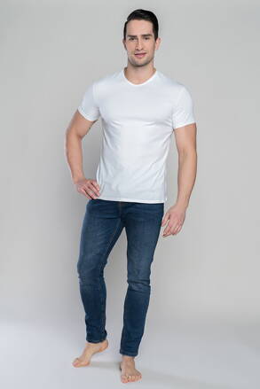 Pánske tričko s výstrihom do V Italian Fashion Ikar biele