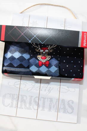 3-PACK pánske vianočné ponožky Cornette Rudolf