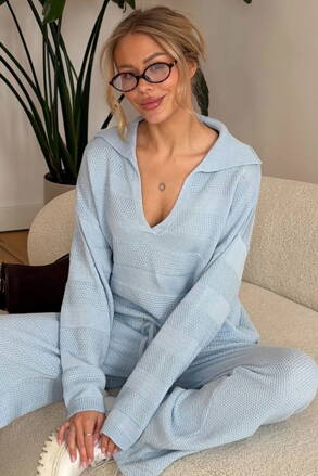 Dámsky pletený sveter Mosquito Misti Knit svetlomodrý