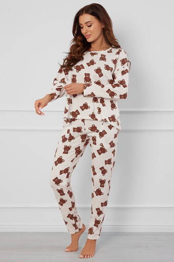 Dámske bavlnené pyžamo Italian Fashion Teddy Bear smotanové