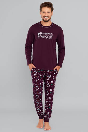 Vianočné pánske pyžamo Italian Fashion Manfred mega soft bordové