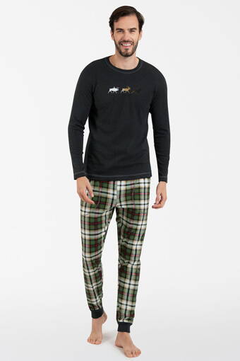 Vianočné pánske pyžamo Italian Fashion Seward mega soft grafitové