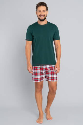 Vianočné pánske pyžamo krátke Italian Fashion Moss mega soft zelené