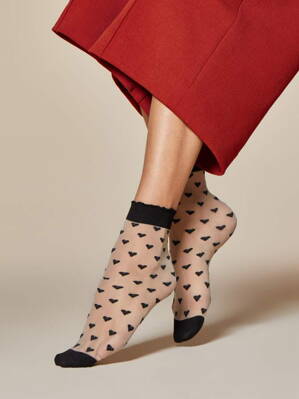 Silonkové ponožky so srdiečkami Fiore Jeunet 20 DEN