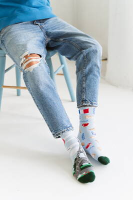 Pánske štýlové ponožky More Paris 079-A068 blankytne modré
