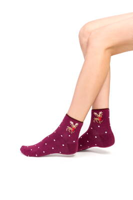 Dámske vianočné ponožky Steven 123-035 melanžové bordové