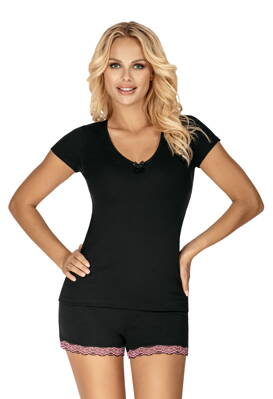 Luxusné elegantné krátke viskózové pyžamo Donna Clara 1/2 čierne