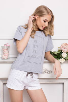 Luxusné dámske krátke pyžamo Aruelle Kingdom Short Dots šedé