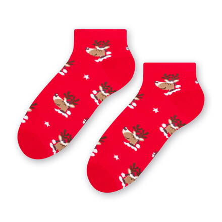 Vianočné členkové ponožky Steven 136-003 červené