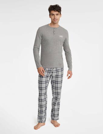 Pánske bavlnené pyžamo Henderson Usher 40946-90X šedé melanžové