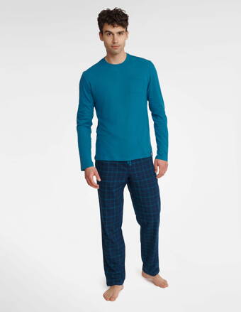 Pánske bavlnené pyžamo Henderson Unusual 40947-55X nebesky modré