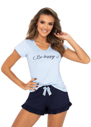 Dámske elegantné pyžamo krátke Donna Be Happy nebesky modré