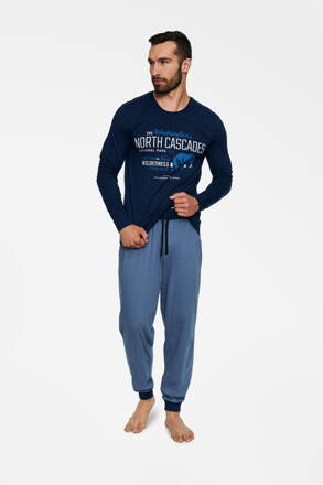 Pánske pyžamo Henderson Beast 40034-59X tmavomodro-nebesky modré
