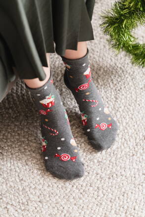 Vianočné dámske ponožky Steven 136-064 melanžové šedé