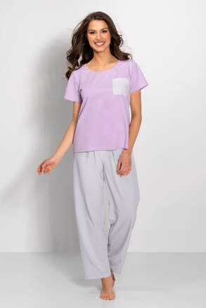 Luxusné dámske pyžamo Momenti Per Me Caroline fialovo-šedé