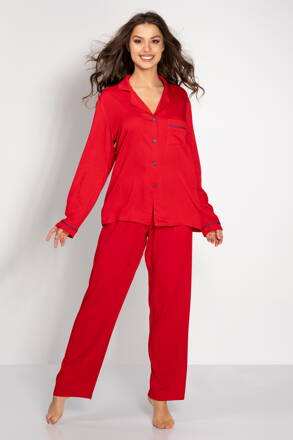 Elegantné luxusné dámske pyžamo na gombíky Momenti Per Me The One červené