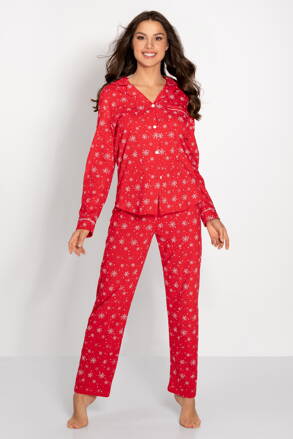 Luxusné vianočné pyžamo na gombíky Momenti Per Me Letters To Santa červené