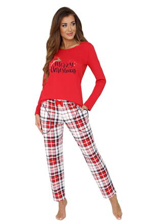 Vianočné dámske bavlnené pyžamo Donna Merry červené