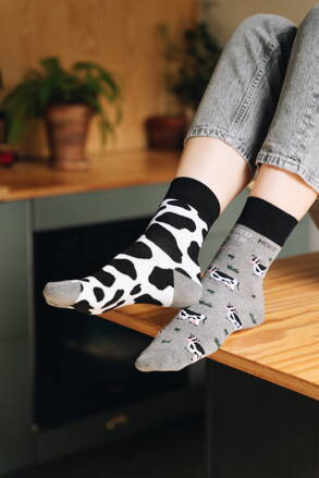 Dámske ponožky s kravičkami More Milk 078-A040 melanžové šedé