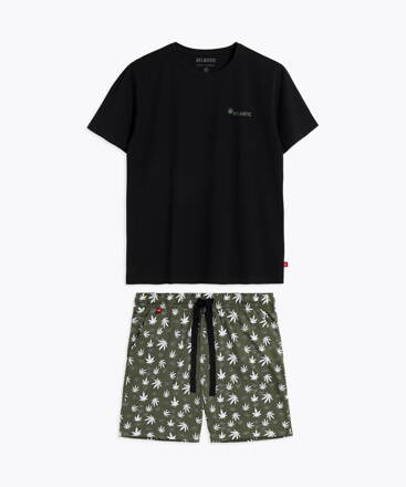 Pánske bavlnené pyžamo krátke Atlantic Blazy Tom NMP-368 čierno-khaki