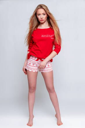 Červené dámske vianočné krátke pyžamo Sensis Wish