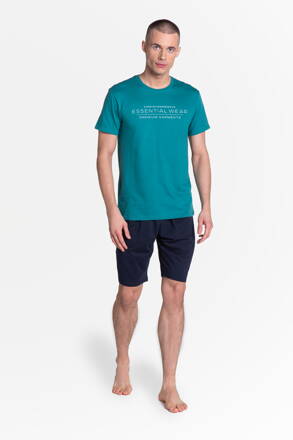 Pánske krátke pyžamo Henderson Deal 38880-77X zeleno-tmavomodré