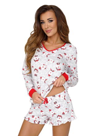 Dámske bavlnené vianočné pyžamo krátke Donna Teddy II