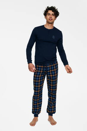 Pánske bavlnené pyžamo Henderson Trade 40049-59X tmavomodré