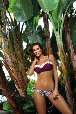 Štýlové dvojdielne push-up plavky s kvetmi Marko Claudia Vigneto M-452 (7) fialové