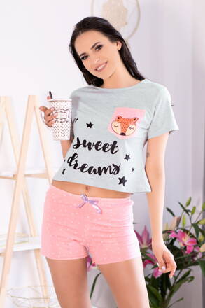 Krátke bavlnené dámske pyžamo LivCo Corsetti Russet Foxy
