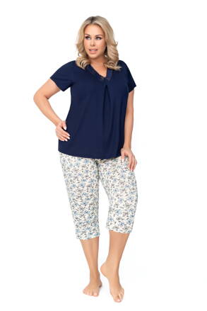 Elegantné dámske pyžamo pre moletky Donna Aria Plus tmavomodré