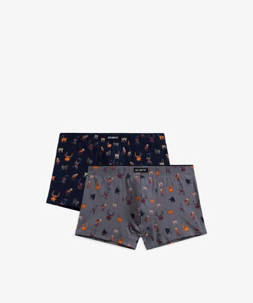 2-PACK pánske bavlnené boxerky Atlantic 2MH-064 šedé-tmavomodré