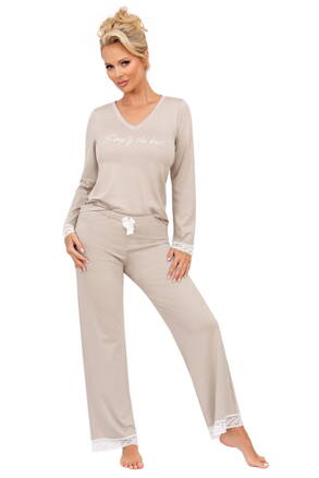Elegantné dámske pyžamo Donna Simply Long béžové