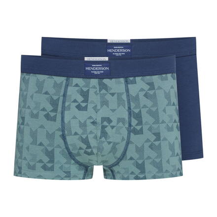 2-PACK pánske bavlnené boxerky Henderson Job 41925-MLC tmavomodrá-zelená