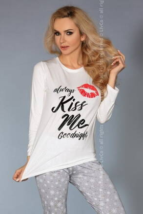 Štýlové dámske pyžamo LivCo Corsetti Sweet Kiss 109 smotanovo-šedé