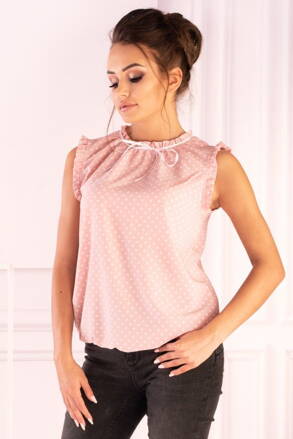 Dámska blúzka s bodkami Merribel Amargo Pink White