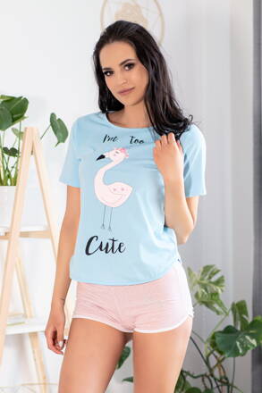 Dámske bavlnené pyžamo krátke LivCo Corsetti Cute Flamant