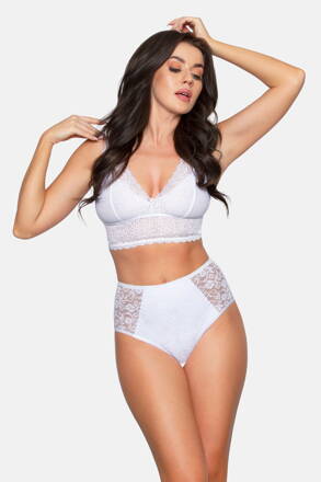 Vyššie bavlnené sťahovacie nohavičky Babell Lace-Fit BBL 070 biele